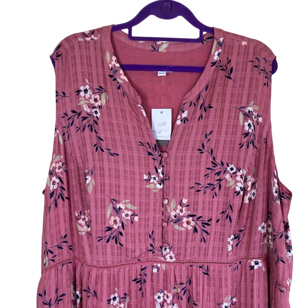 J. Jill Sz 3X NWT Dusty Rose Tiered Floral Sleeveless Rayon Maxi Dress - Picture 4 of 16